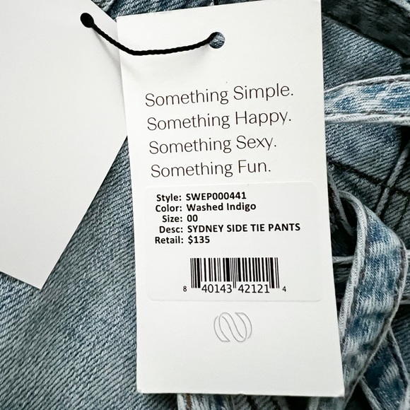 NWT- SOMETHING NAVY Sydney Side Tie Washed Indigo Jeans - Picture 11 of 15
